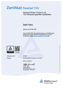 TÜV Zertifikat Salih Sara Personal Fitness Trainer